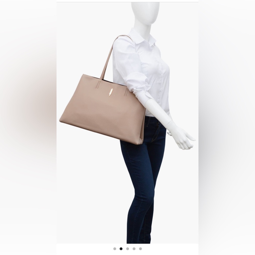 Thacker leather work tote stone / taupe / nude - like new!